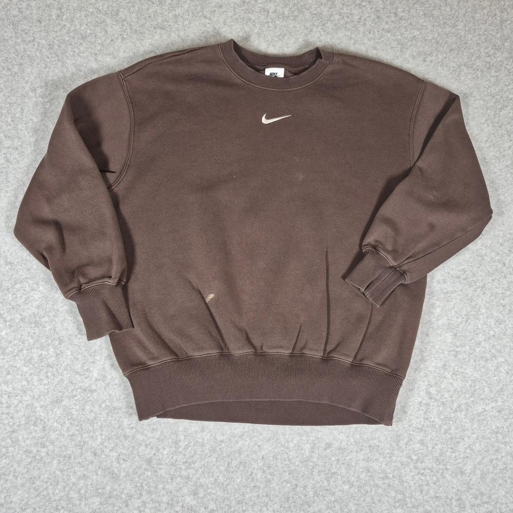 Nike Sweatshirt Women XS Brown Embroidered Center Swoosh Crewneck Pullover